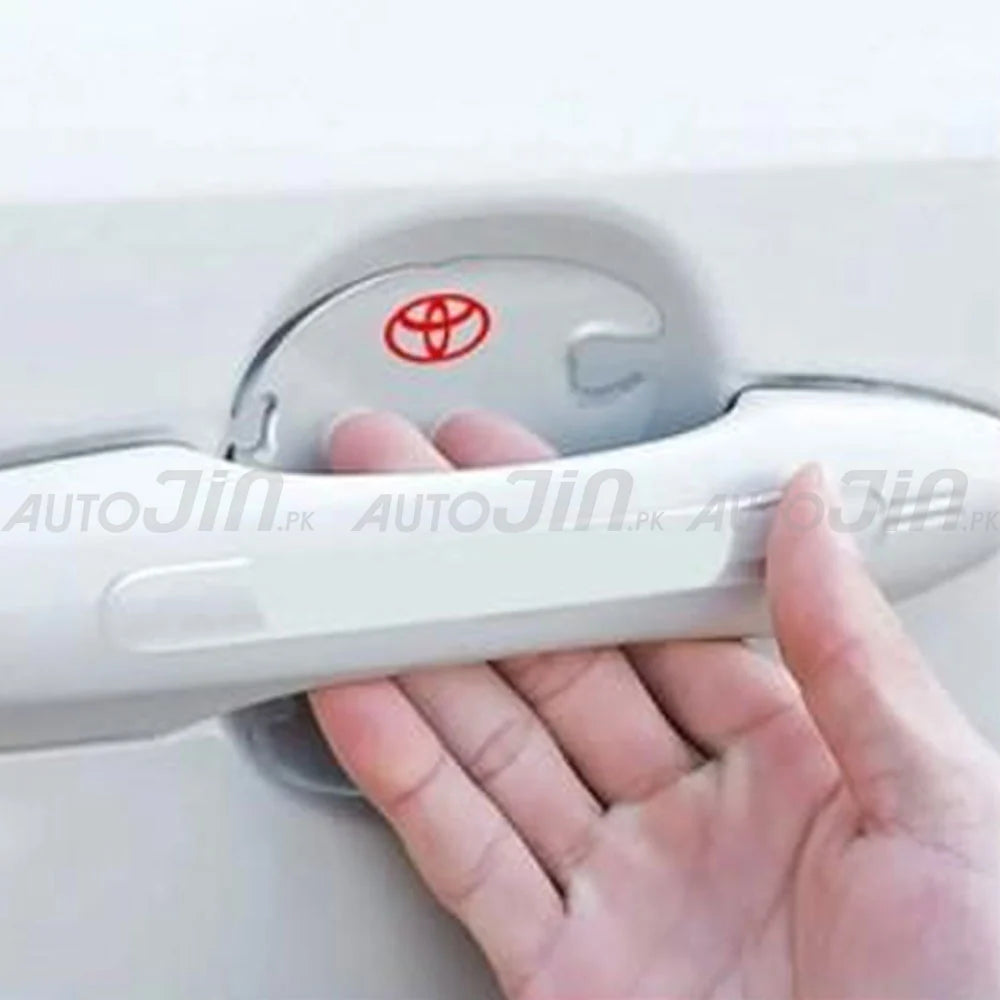 Outer Door Handle Bowl Anti-Scratch Pads Silicone Material Clear Toyota Logo Poly Bag Pack Tape Type Fitting 04 Pcs/Set (China)