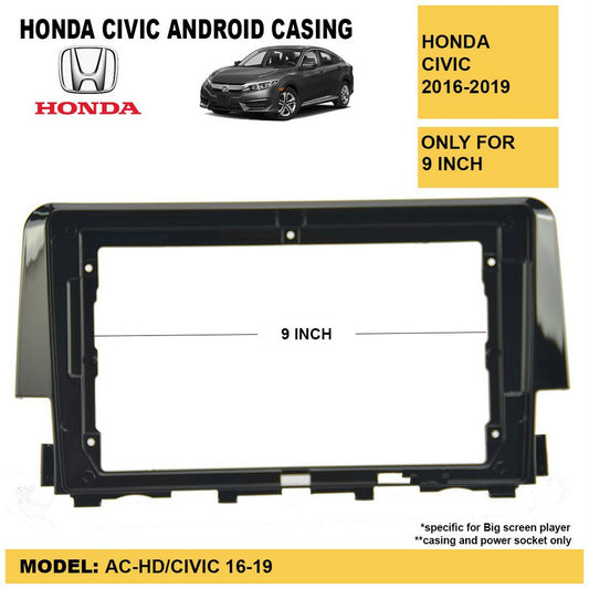 Car In Dash Touch Screen / Android Pannel / Tab Frame Only Honda Civic 2018 10" Piano Black Panel W/Wiring (China)