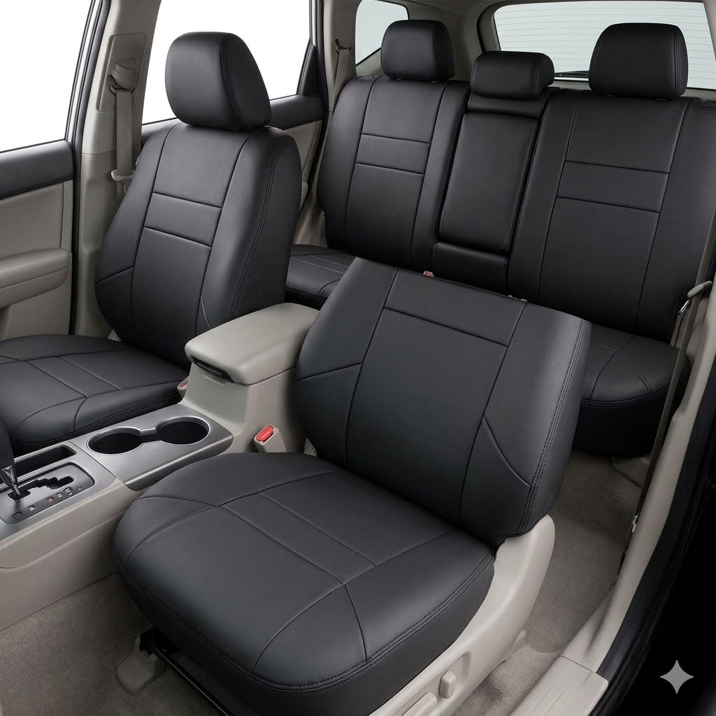 Auto Leather Type Seat Cover M/B Oem Design Custom Fitting Honda City 2018 Black Colour 12 Pcs / Set Premium Quality