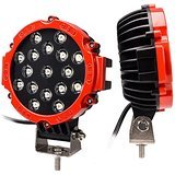 Automotive Led Work Lamp Metal Housing Round Shape 6" 17 Led 300W White Colour Box Pack 01 Pc/Pack Red Body Colour (China)