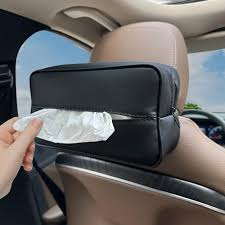 Car Luxury Tissue Box Holder Rectangle Shape Portable Pvc Leather Material  Black Without Logo Large Size With Neck Rest Fitting (China)