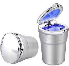 Car Ash Tray With Led Chrome/Silver Standard Quality Large Size Jc-033 (China)