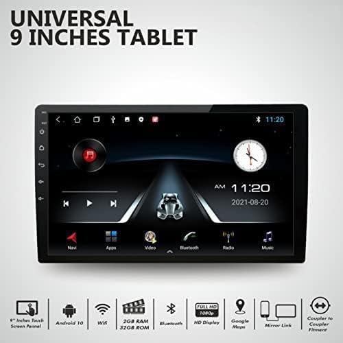 Car In Dash Touch Screen Android Panel Tab Style 9" Mtk 2 Gb 32 Gb Ips Display Gorilla Glass Matt Black Navigation Nakamichi (China)