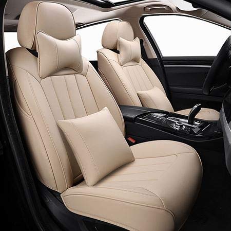 Auto Leather Type Seat Cover M/A Oem Design  Custom Fitting Toyota Yaris 2020  Beige Colour Beige Stitch  11 Pcs/Set Premium Quality