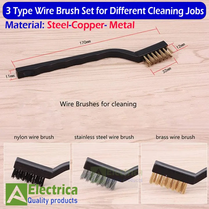 Car Exterior Care / Cleaning / Detailing Brush Medium Size Plastic Material Yellow/Red/Black 03 Pcs/Pack Premium Quality Blister Pack (China)