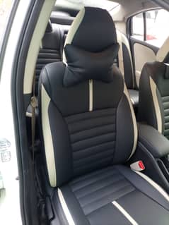 Auto Leather Type Seat Cover M/B Custom Design Custom Fitting Honda City 2021 Beige/Black Colour Beige Stitch  09 Pcs/Set