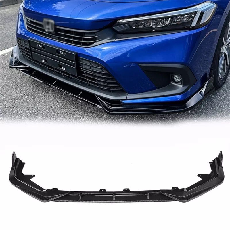 Front Bumper Lip/Extensions  Oem Fitting Honda Civic 2022 Kinard Design Plastic Material 03 Pcs / Set Black/Carbon Bulk Pack (China)