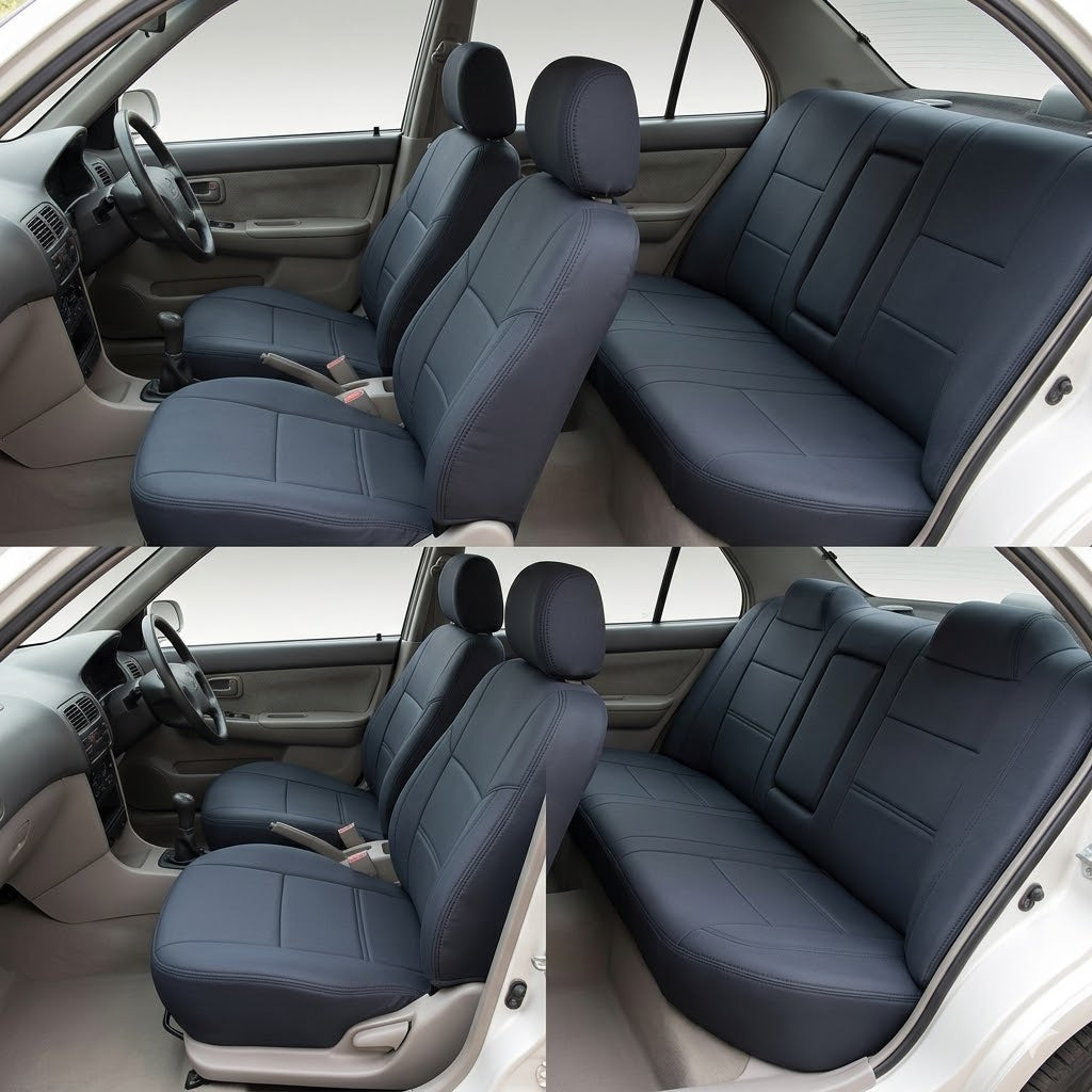 Auto Leather Type Seat Cover M/B Oem Design Custom Fitting Toyota Yaris 2020 Black Colour 11 Pcs/Set Premium Quality