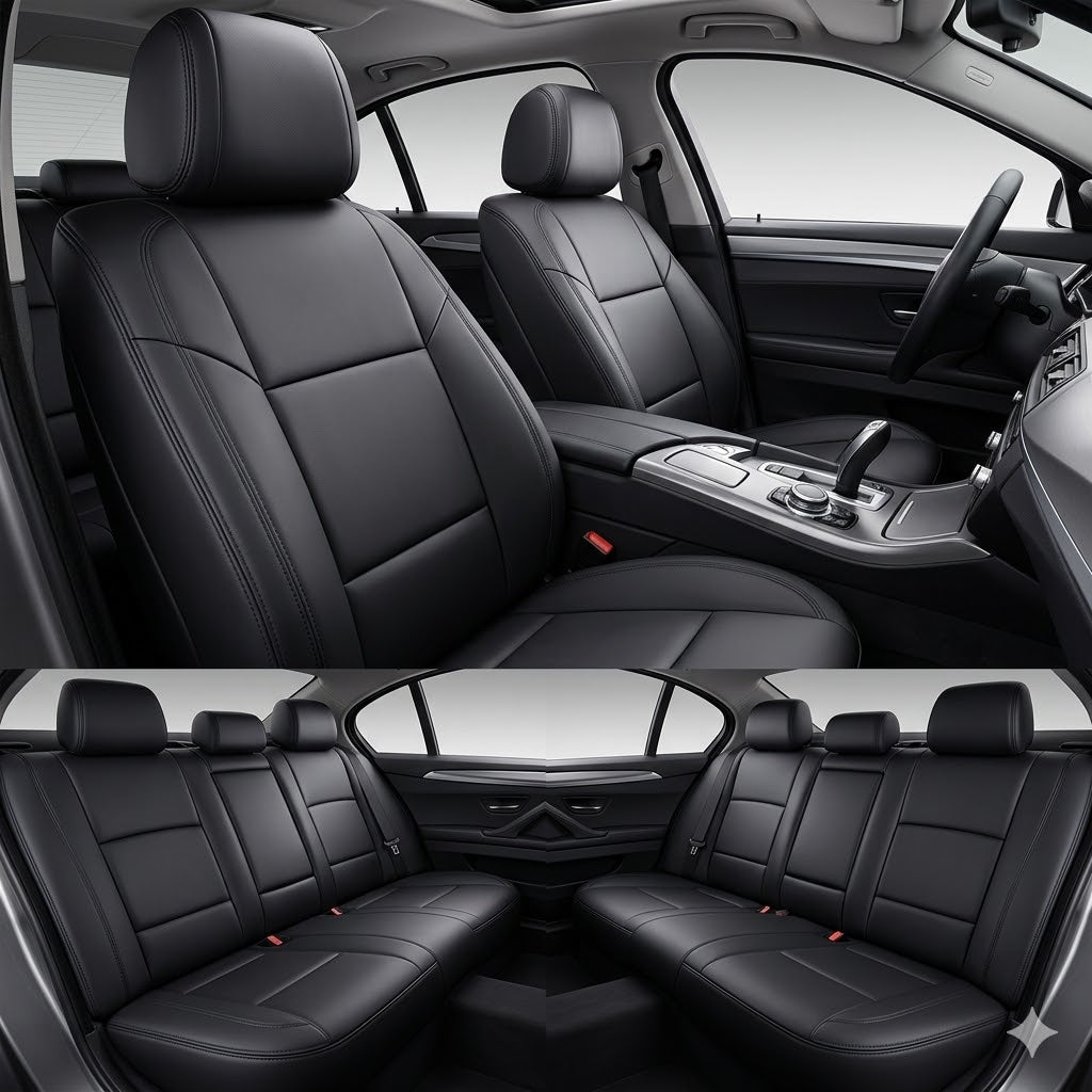 Auto Leather Type Seat Cover M/C Oem Design Custom Fitting Suzuki Alto 2020 Black Colour Black Stitch 06 Pcs/Set
