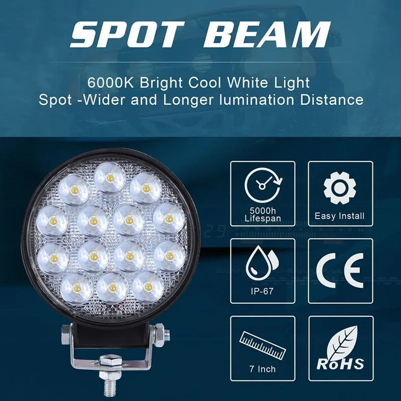 Automotive Led Work Lamp Metal Housing Round Shape 09 Led 100W White/Yellow Colour Box Pack 01 Pc/Pack Fy-5110 (China)