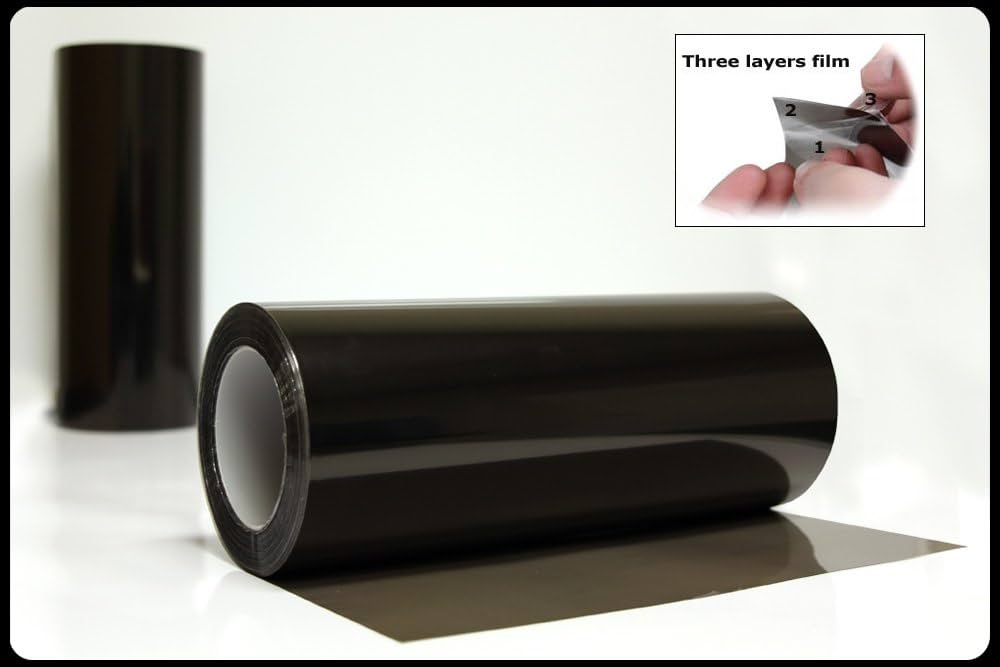 Automotive Self Adhesive Lamp Protective Film For Head And Tail Lamps Dark Smoke Transparent 12" Width Per Sqft (China)