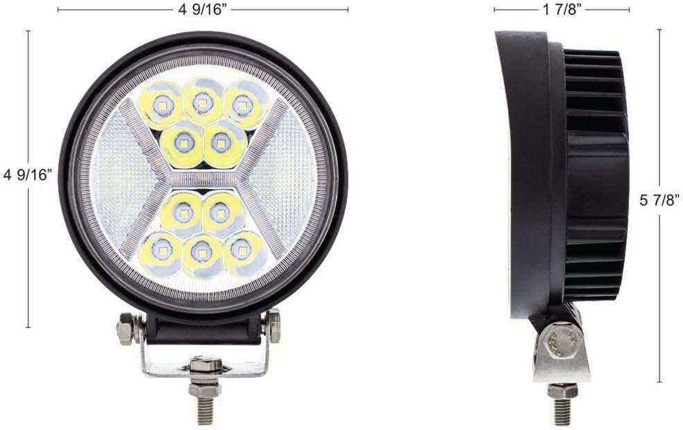 Automotive Led Work Lamp Metal Housing Round Shape 12 Led 100W White/Yellow Colour Box Pack 01 Pc/Pack Fy-5114 (China)