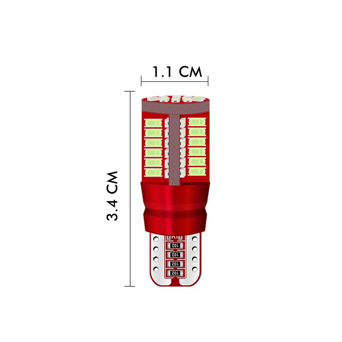 Car Exterior Led T10 Fish Bulb Metal Housing Red Large Size 02 Pcs/Set Poly Bag Pack 02 Pcs/Pack