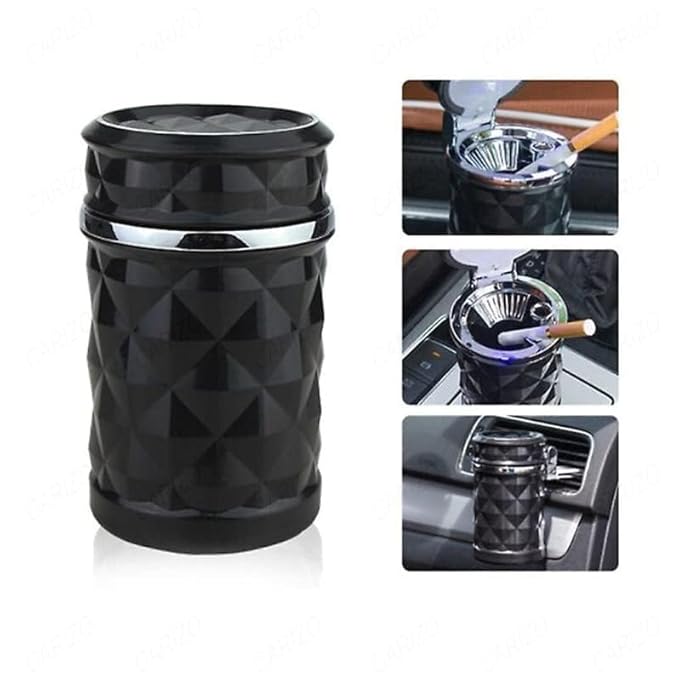 Car Ash Tray With Led Black Large Size With Ac Vent Clip Ht-012 (China)