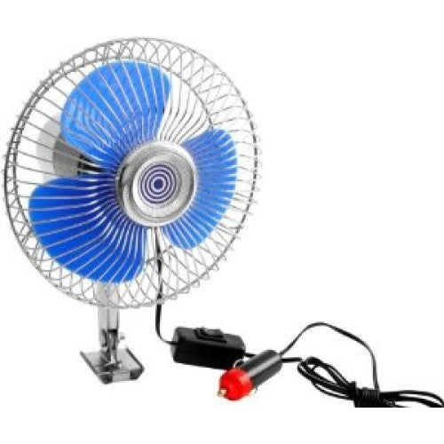 Car Fan Single Head 8" Plastic Housing/Steel Grill White/Grey/Blue W/Rotating Function Double Speed Portable Fitting Box Pack (China)