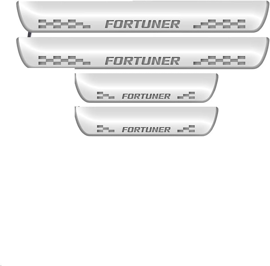 Car Door Sill Scuff Plate Protectors Ss Type W/Led Oem Fitting Toyota Fortuner 2018 Fortuner Logo Blue Led 04 Pcs/Set Black/Ss Colour (China)