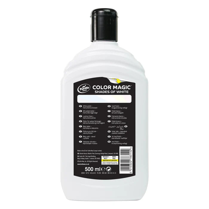 Car Body Polish Turtle Wax Cream Based Plastic Bottle Pack 500Ml Color Magic Bright White Wax 52712 (Usa)