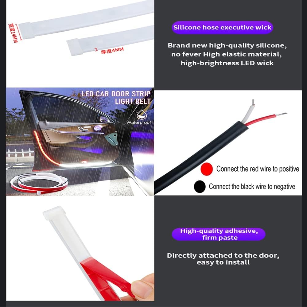 Car Interior Led Door Warning Light Smd Type 02 Pcs/Set Silicone Housing Poly Bag Pack Red/White (China)