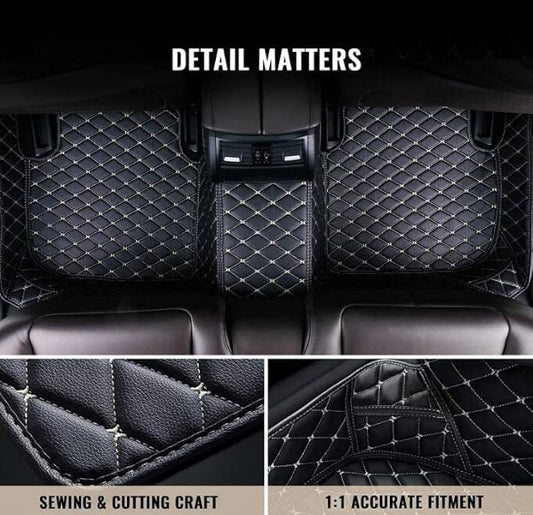 Car Floor Mat 8D Sonata 2021 Hyundai Black Pvc  Beige Stitch 03 Pcs / Set Premium Quality (China)