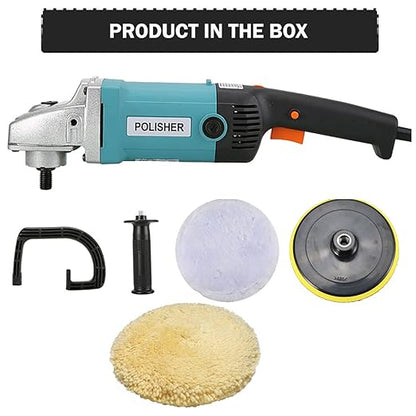 Electric Car Polisher Hyundai Metal Housing 1300W W/Polishing Wool Pad  Heavy Duty  Variable Speed Blue/Black Housing Colour Box Pack Hpw1300-Ep