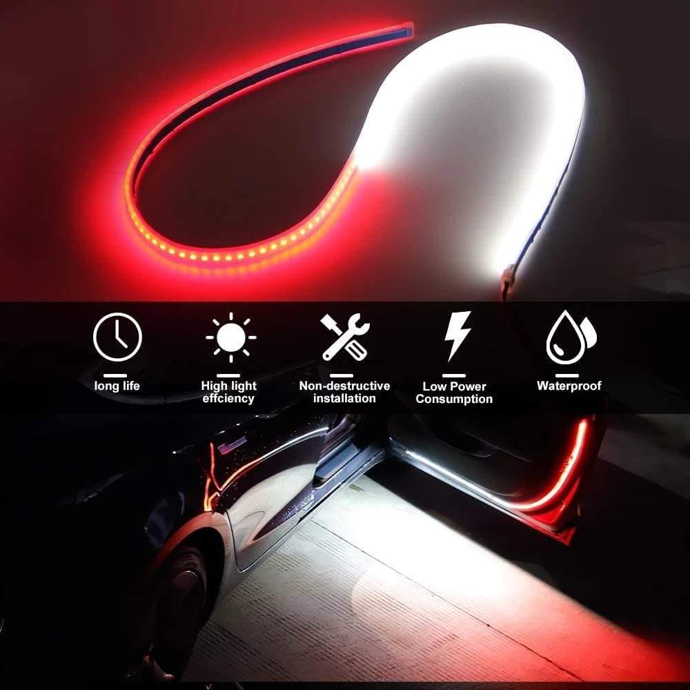 Car Interior Led Door Warning Light Smd Type 02 Pcs/Set Silicone Housing Poly Bag Pack Red/White (China)