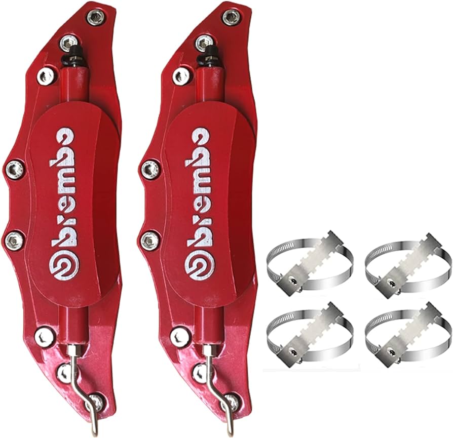 Automotive Disk Brake Caliper Cover Universal Fitting No Logo Large Size 02 Pcs/Set Red (China)