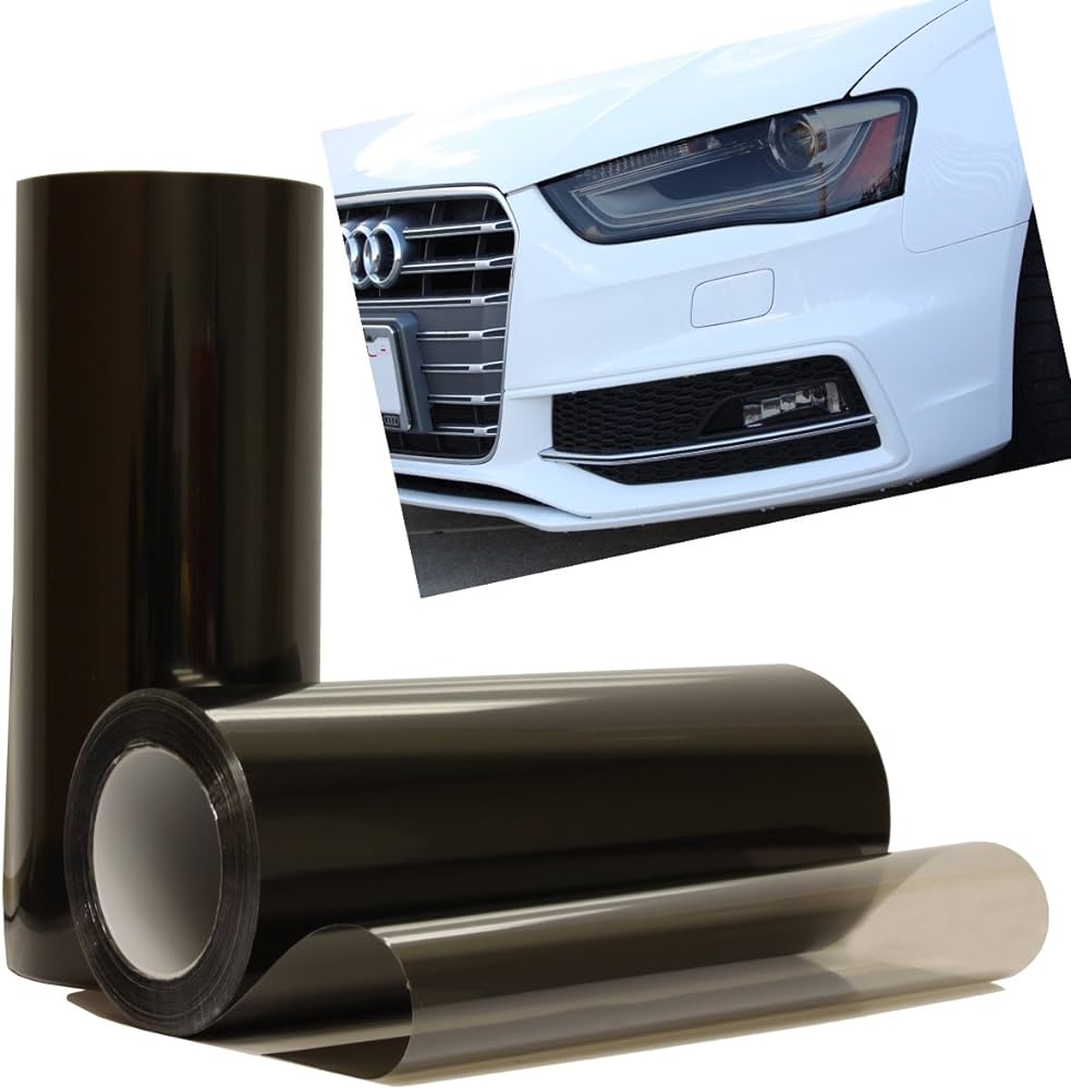 Automotive Self Adhesive Lamp Protective Film For Head And Tail Lamps Dark Smoke Transparent 12" Width Per Sqft (China)