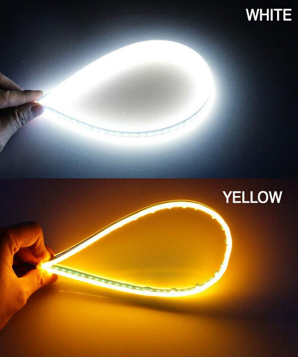 Car Exterior Led Eye Brow Silicone Housing White/Yellow 17" Strip Type 02 Pcs/Set Box Pack 02 Pcs/Pack (China)