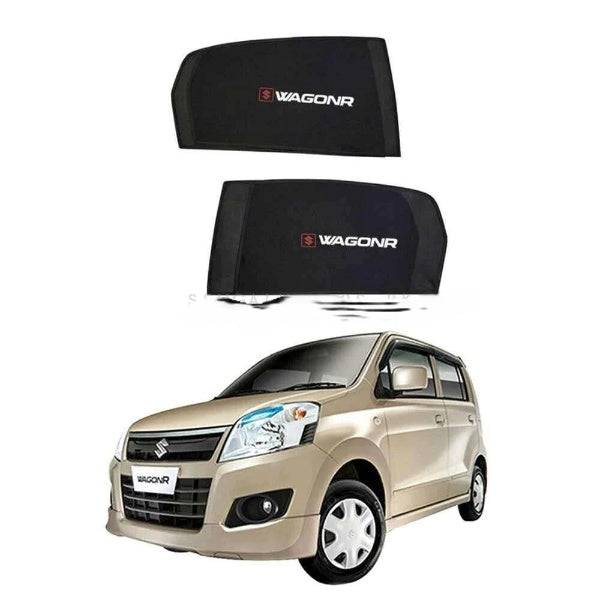 Car Curtain  Side Fix Suzuki Wagon-R 2018 With Logo  Black (Pakistan)