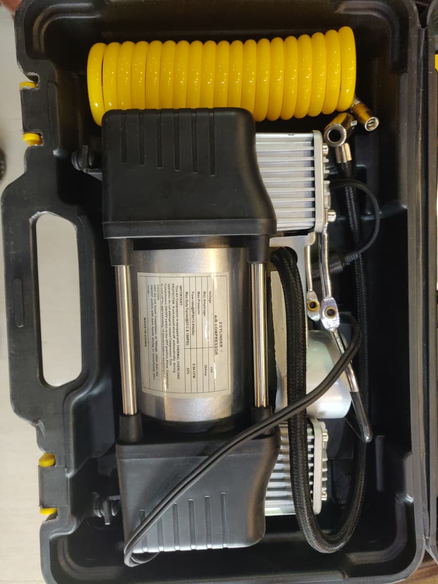 Air Compressor Double Cylinder Metal Housing Large Size Premium Quality Plastic Box Pack With Tool Kit Fy-2215 (China)