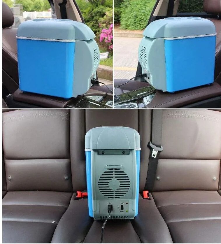 Automotive Portable Fridge/Cool Box  Storage Box Design Cool + Warm 7.5L 12V Blue/Grey (China)