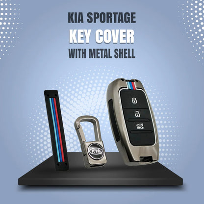 Car Remote Key Cover/Casing Metal Casing / Leather Keychine Kia Sportage 2020 Kia Logo Mix Colours Box Pack (China)