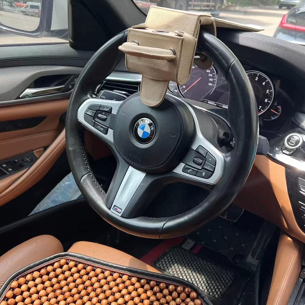 Universal Car Anti Theft | Security Lock Steering To Dashboard Type Simple Key Beige Colour Box Pack Leather Lock (China)