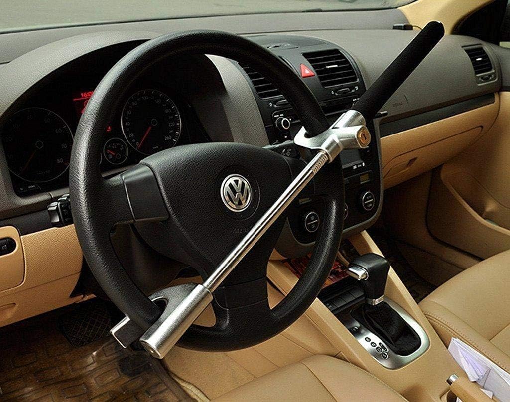 Universal Car Anti Theft | Security Lock Steering To Steering Type Simple Key Black/Chrome Colour Box Pack X1 Type Fy-7907 (China)