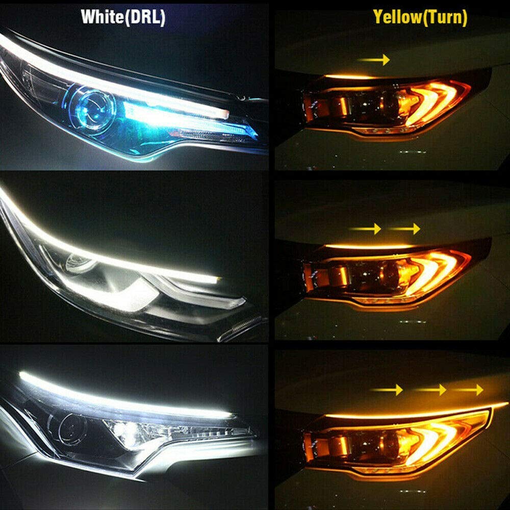 Car Exterior Led Eye Brow Silicone Housing White/Yellow 17" Strip Type 02 Pcs/Set Box Pack 02 Pcs/Pack (China)