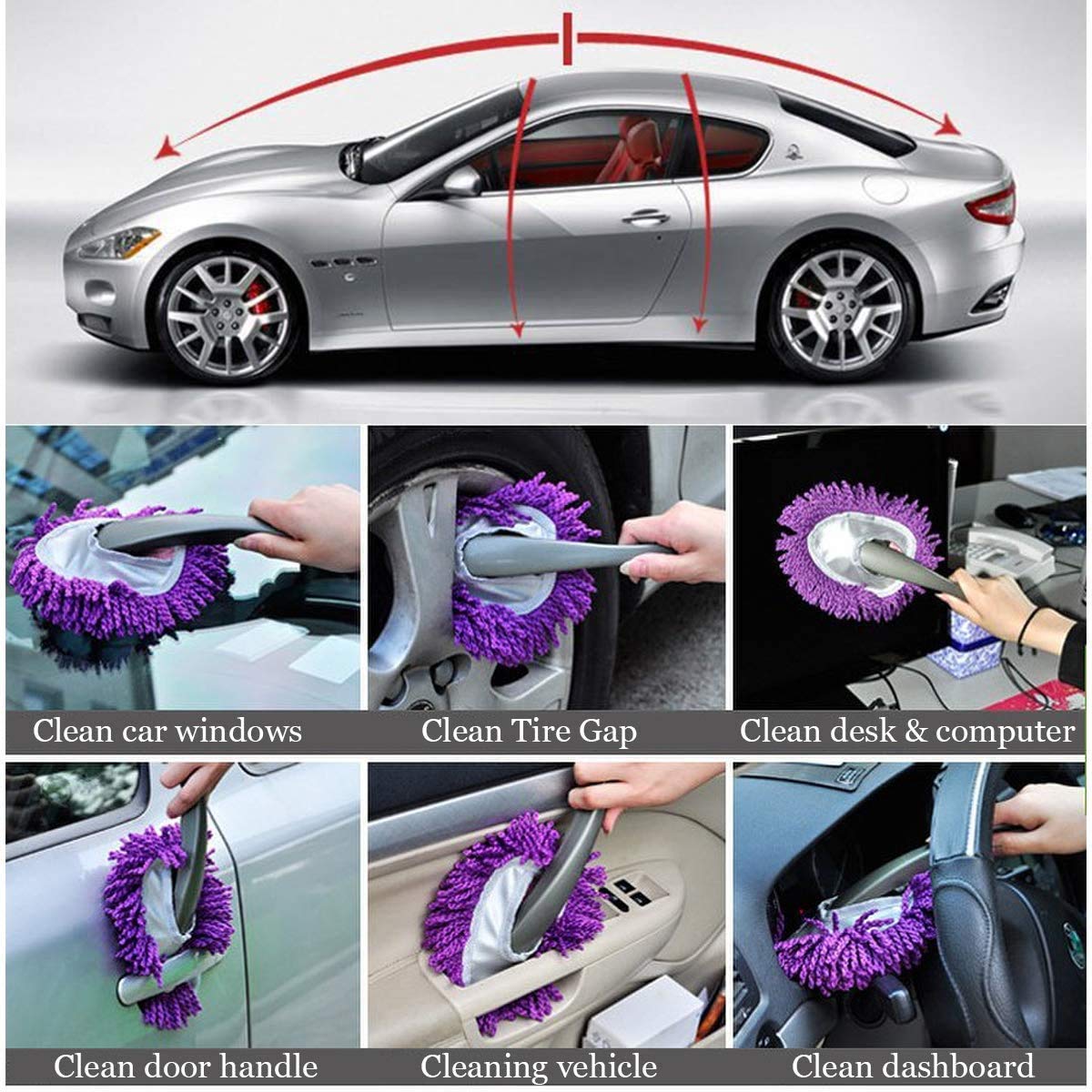 Automotive Duster Brush With Adjustable Handle Standard Quality Small Size 01 Pc/Pack Mix Colours Poly Bag Pack Fy-2226 (China)