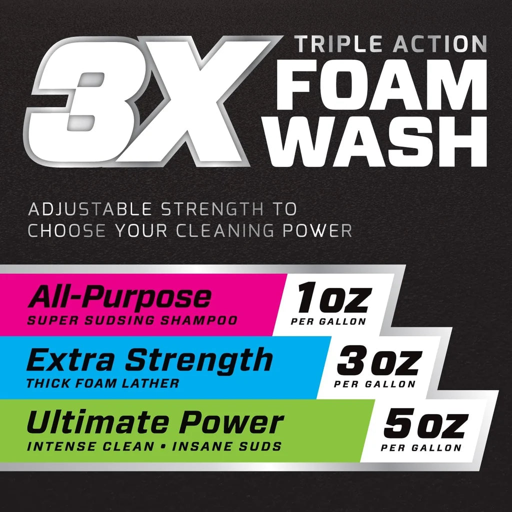 Car Shampoo Mothers Plastic Bottle Pack 473Ml Triple Action Foam Wash 3X 5616 (Usa)