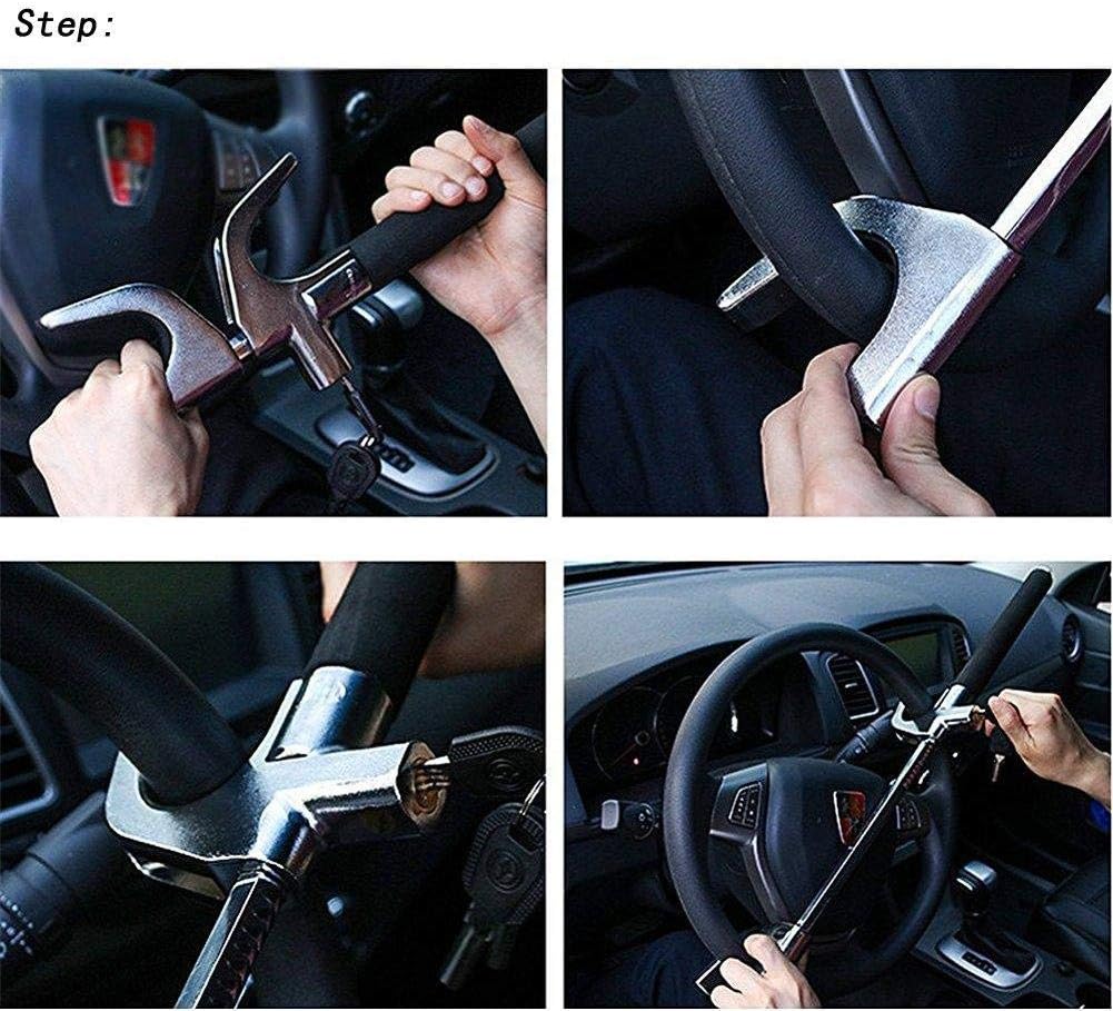 Universal Car Anti Theft | Security Lock Steering To Steering Type Simple Key Black/Chrome Colour Box Pack X1 Type Fy-7907 (China)