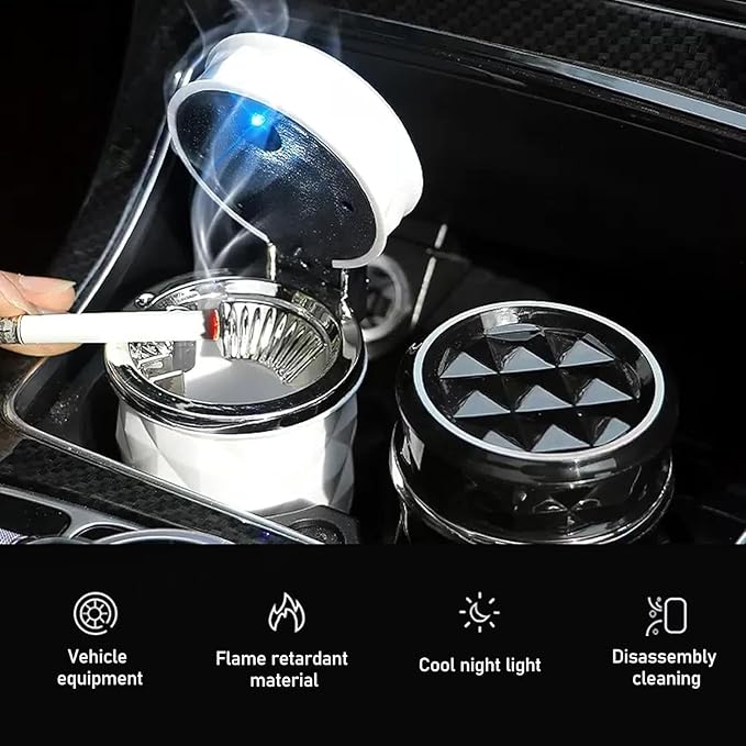 Car Ash Tray With Led Black Large Size With Ac Vent Clip Ht-012 (China)