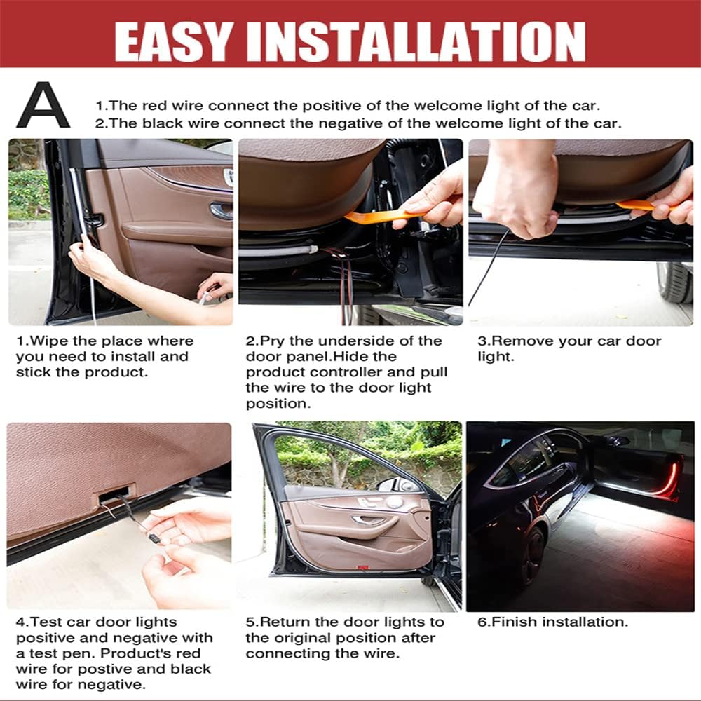 Car Interior Led Door Warning Light Smd Type 02 Pcs/Set Silicone Housing Poly Bag Pack Red/White (China)