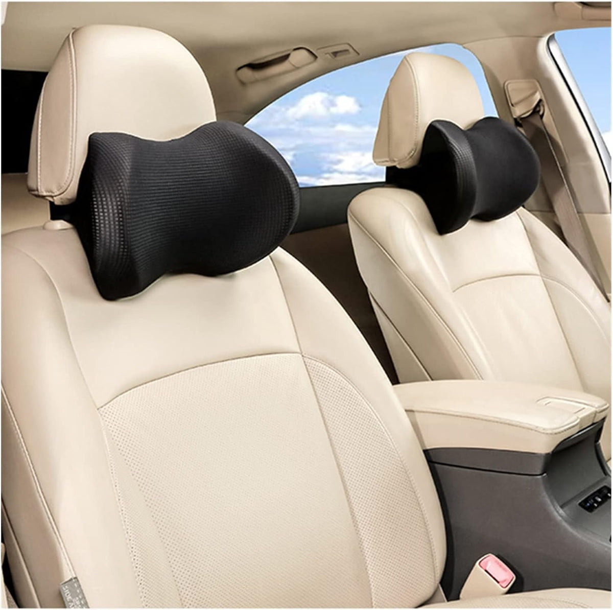 Car Neck Rest Cushions Fabric Material 01 Pc/Set Black Pvc Bag Pack
