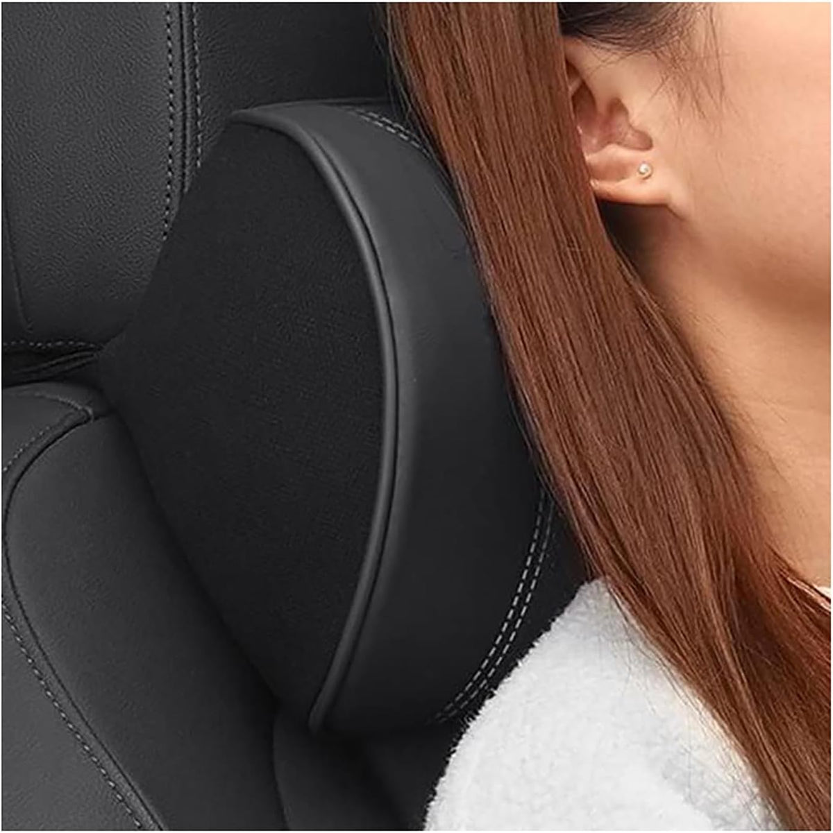 Car Neck Rest Cushions Pvc Leather Material Suzuki Logo 02 Pcs/Set Black Poly Bag Pack (Pakistan)