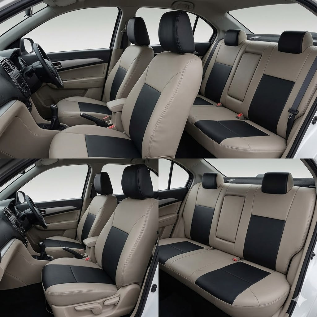Auto Leather Type Seat Cover M/D Oem Design Custom Fitting Suzuki Wagon-R 2018 Y-Grey/Black Y-Grey Stitch 06 Pcs/Set