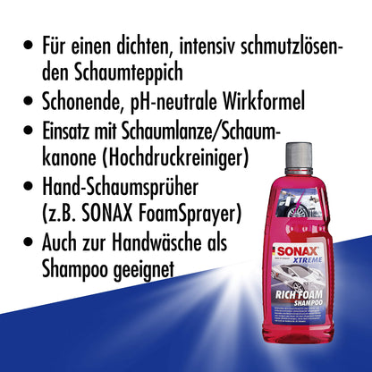 Car Shampoo Sonax Plastic Can Pack 1000Ml Rich Foam 02483000-544 (Germany)