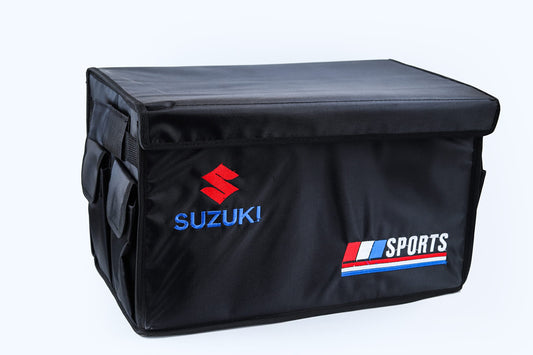 Car Trunk Organiser / Storage Box Pvc Material  Medium Size Suzuki Logo Black Premium Quality (China)