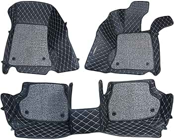 Car Floor Mat 9D Toyota Revo 2016-2020 Black Pvc  Beige Stitch Black/Grey Grass 04 Pcs/Set Premium Quality (China)