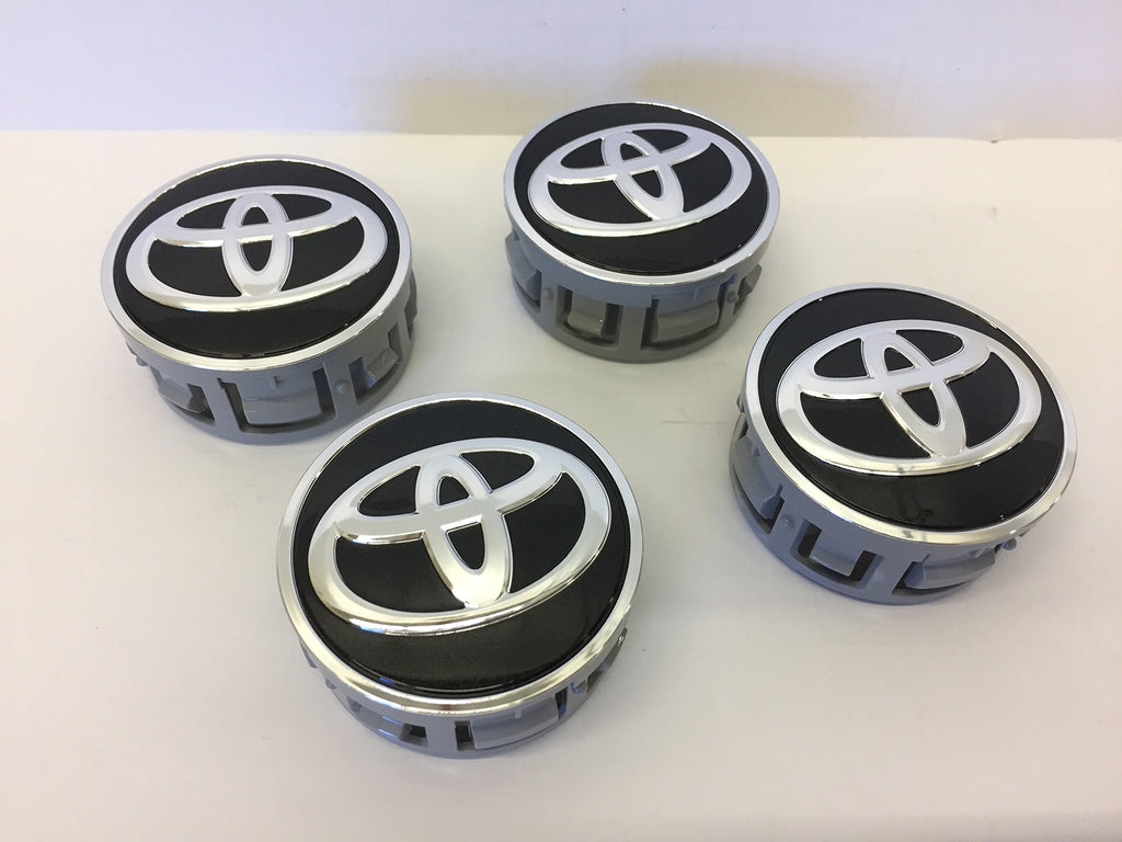Alloy Rim / Wheel Center Hub Cup / Cap Oem Fitting Toyota Corolla 2018 Plastic Material New 2" Toyota Logo Matt Black/Chrome 04 Pc/Pack Poly Bag Pack