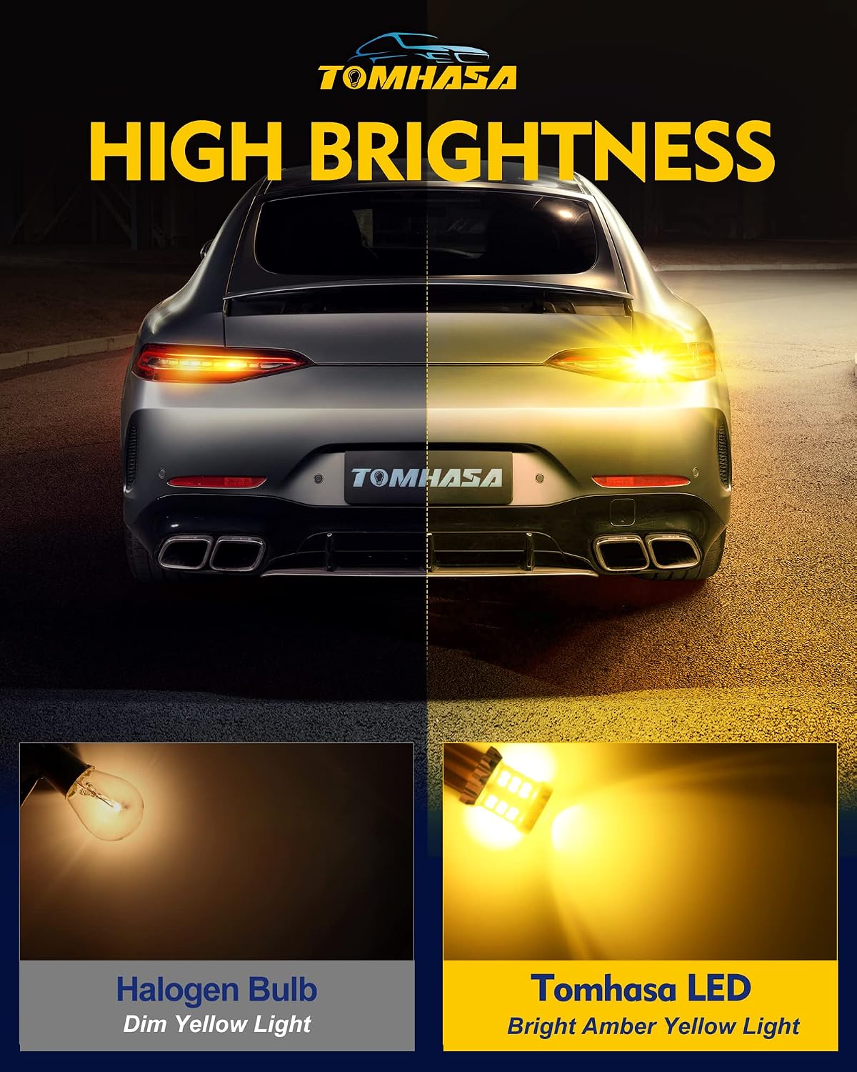 Car Exterior Led T10 Fish Bulb Plastic Housing Yellow 02 Pcs/Set Poly Bag Pack 02 Pcs/Pack (China)
