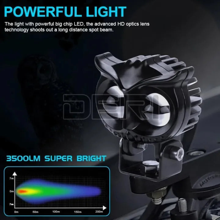 Automotive Led Work Lamp Metal Housing Owl Shap 2 Led 45W White/Yellow Box Pack 01 Pc/Pack Hjg (China)