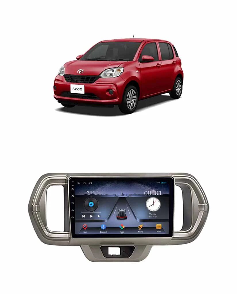 Car In Dash Touch Screen Android Panel Premium Brand Tab Style Toyota Passo 2018 9" B/A Mtk 1 Gb 16 Gb Ips Display Gorilla Glass Silver Panel Navigation Passo Panel Pr-2019 (China)